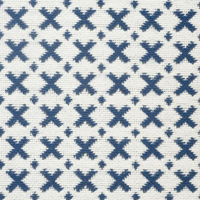 Schumacher 77200 Elias Blue & Ivory fabric swatch