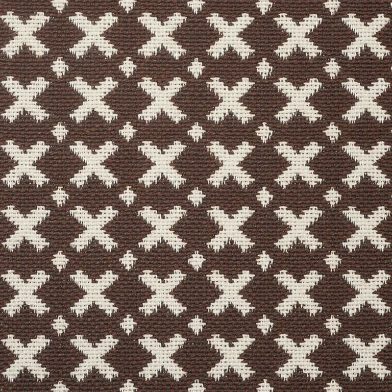 Schumacher 77202 Elias Brown & Ecru fabric swatch