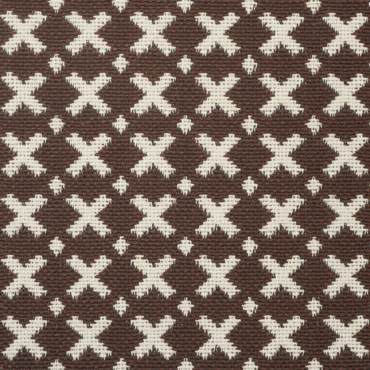 Schumacher 77202 Elias Brown & Ecru fabric swatch