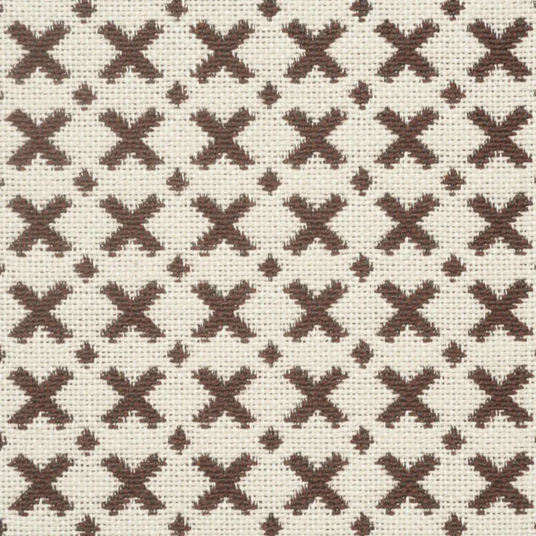 Schumacher 77202 Elias Brown & Ecru fabric swatch