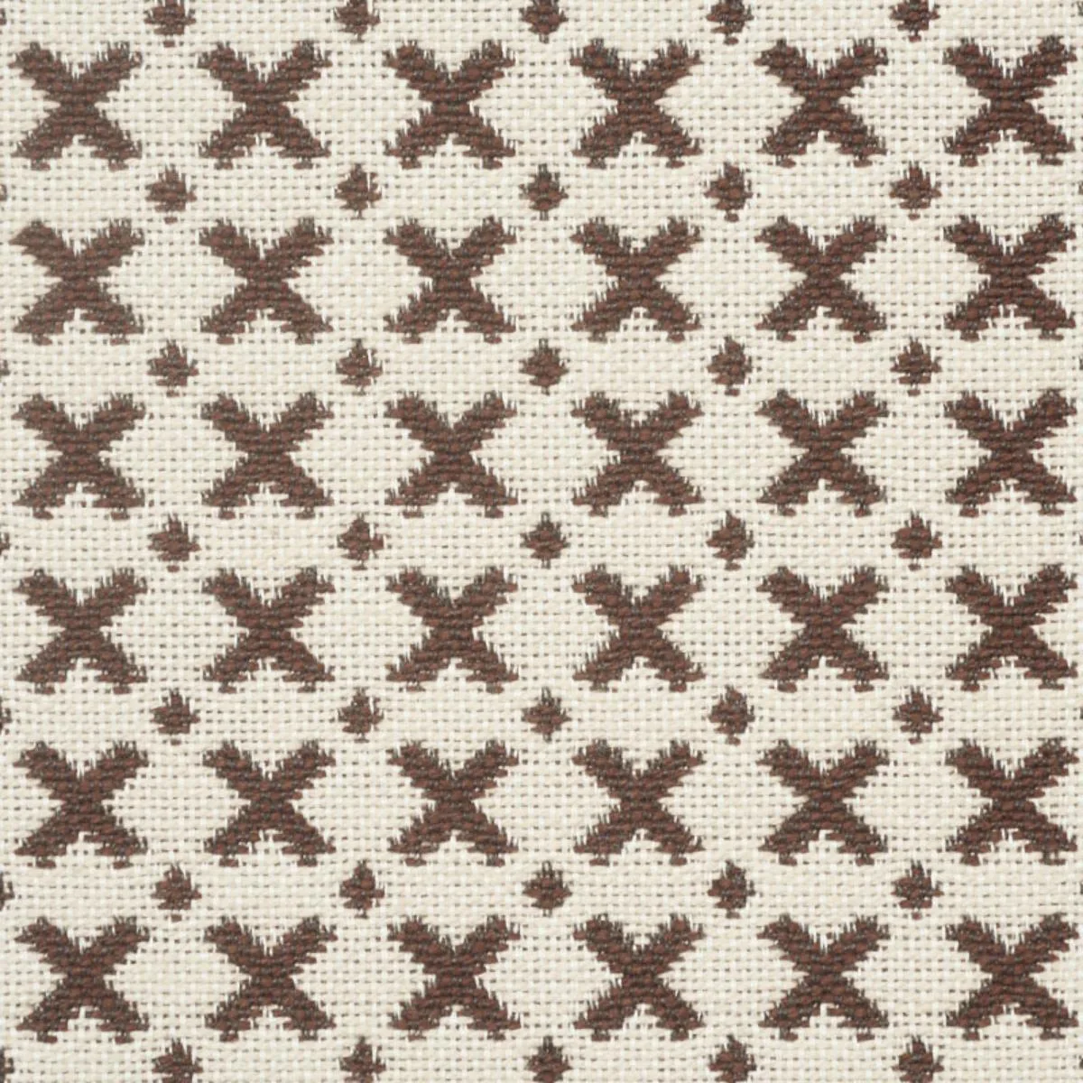 Schumacher 77202 Elias Brown & Ecru fabric swatch