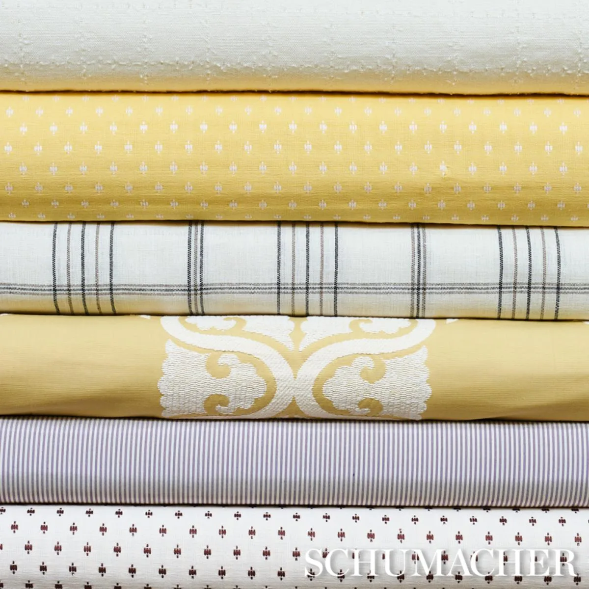 Schumacher 80410 Elin Check Ivory fabric swatch