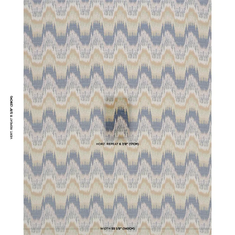 Schumacher 86131 Elio Flamestitch Indigo fabric swatch