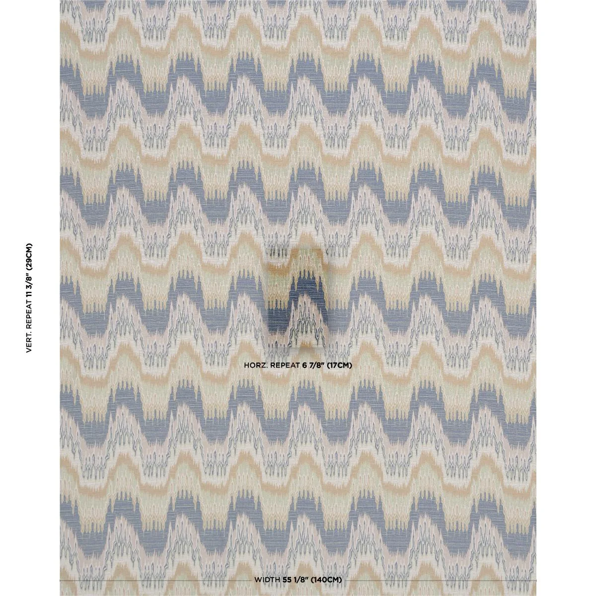 Schumacher 86131 Elio Flamestitch Indigo fabric swatch
