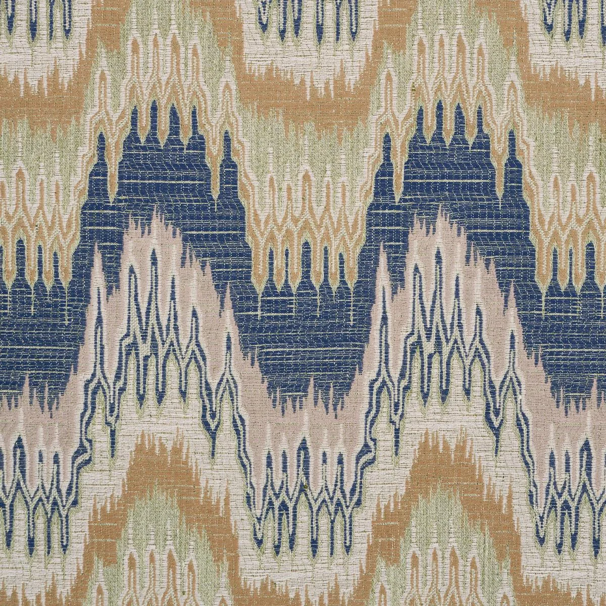 Schumacher 86131 Elio Flamestitch Indigo fabric swatch
