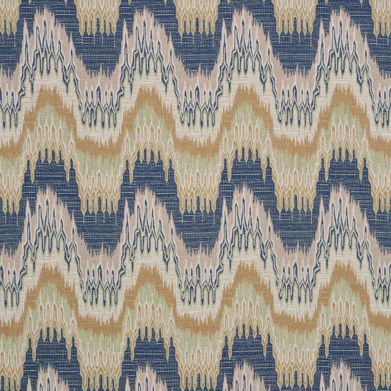 Schumacher 86131 Elio Flamestitch Indigo fabric swatch