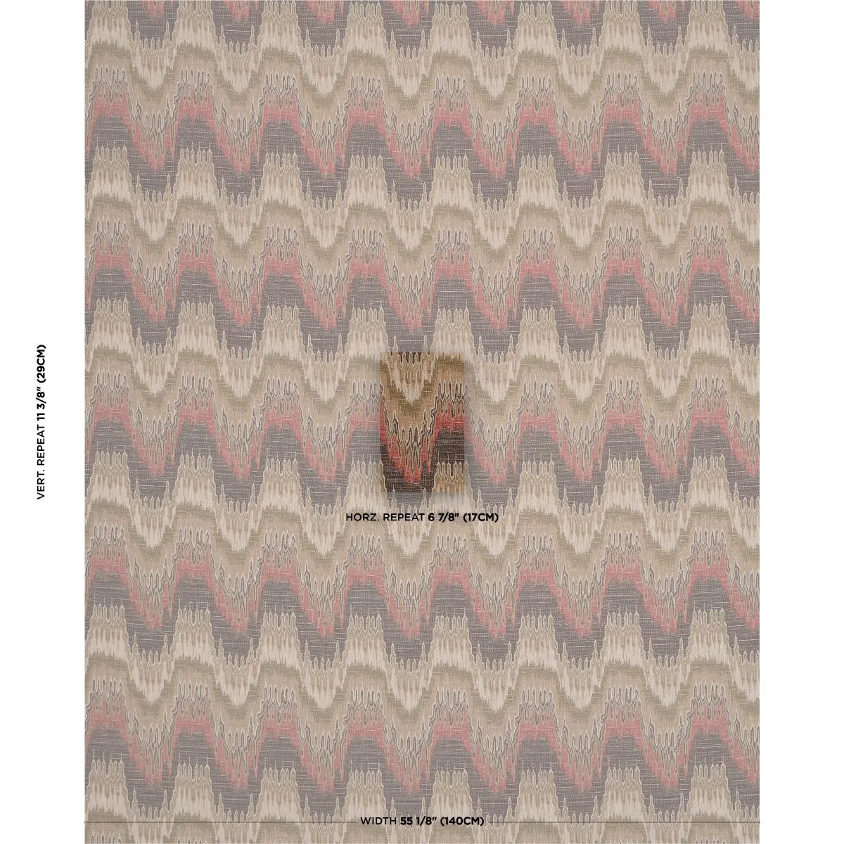 Schumacher 86130 Elio Flamestitch Ruby fabric swatch