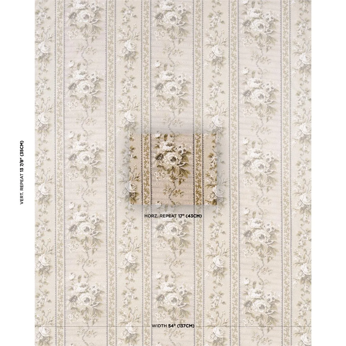 Schumacher 182041 Elizabeth Chintz Neutral fabric swatch
