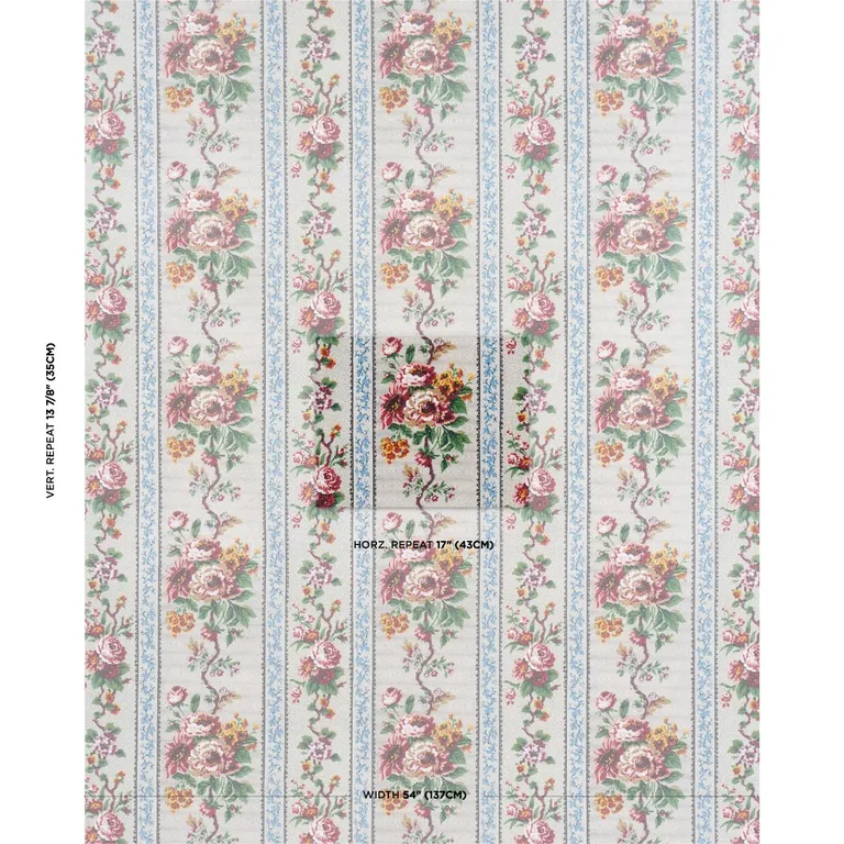 Schumacher 182040 Elizabeth Chintz Rose fabric swatch