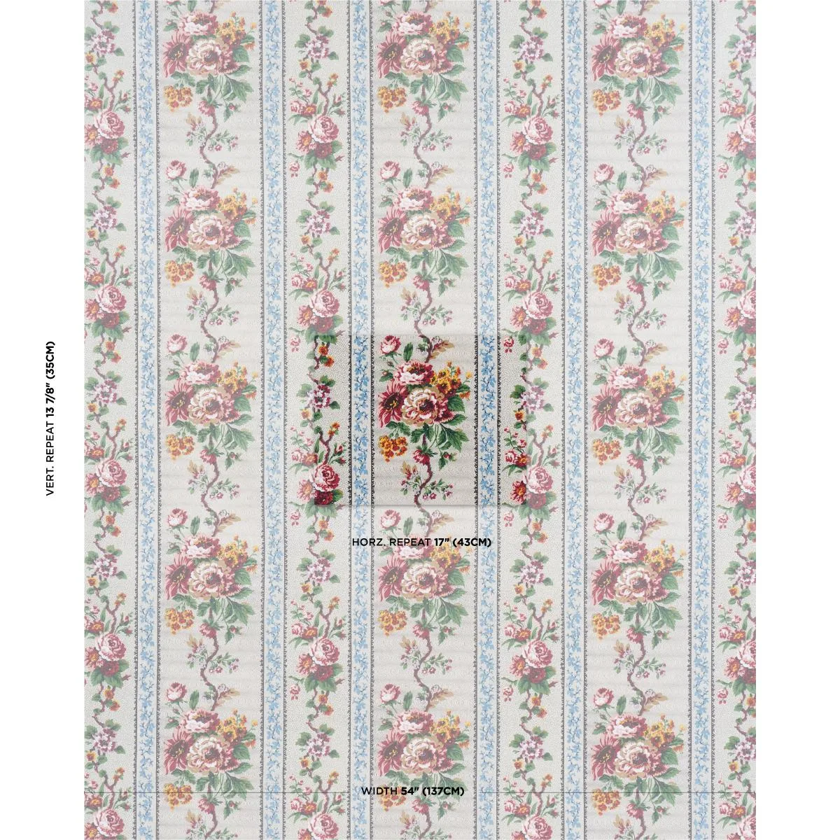 Schumacher 182040 Elizabeth Chintz Rose fabric swatch