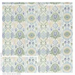 Schumacher 179051 Elizia Ikat Green & Blue fabric swatch
