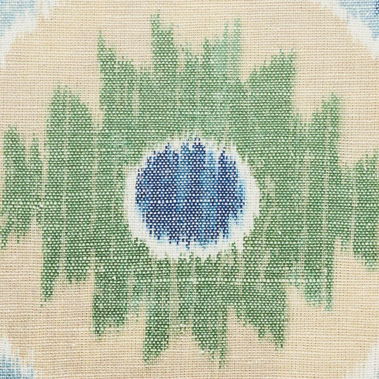 Schumacher 179051 Elizia Ikat Green & Blue fabric swatch