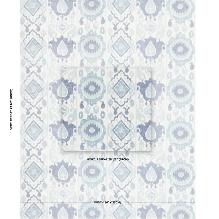 Schumacher 179053 Elizia Ikat Mineral And Indigo fabric swatch