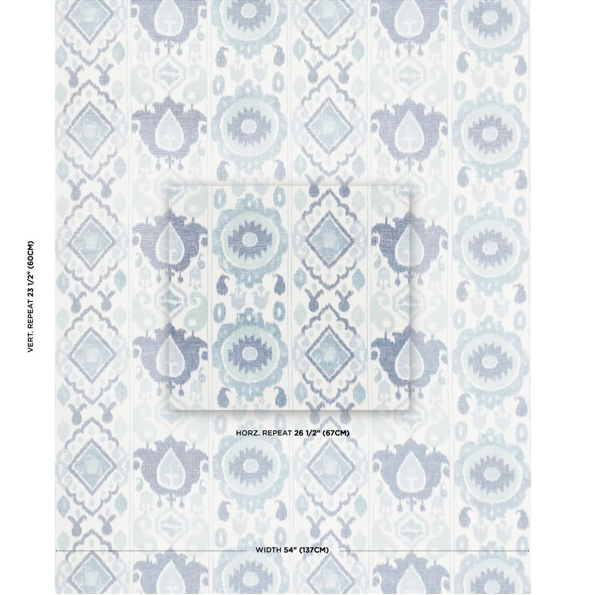 Schumacher 179053 Elizia Ikat Mineral And Indigo fabric swatch