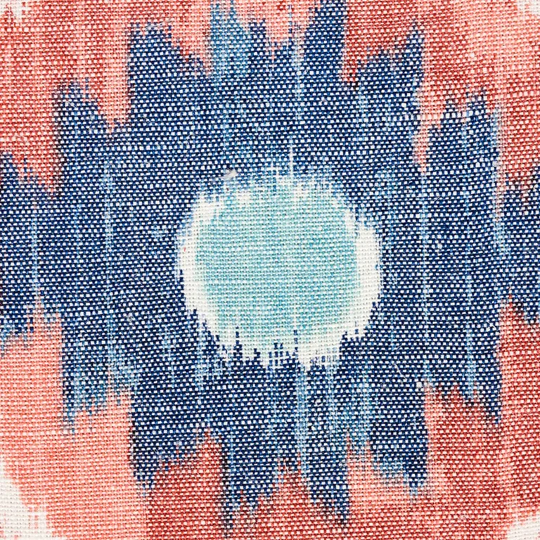 Schumacher 179052 Elizia Ikat Rose & Indigo fabric swatch