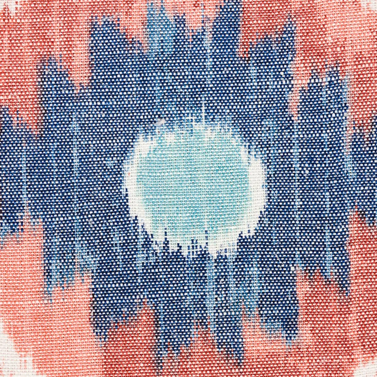 Schumacher 179052 Elizia Ikat Rose & Indigo fabric swatch