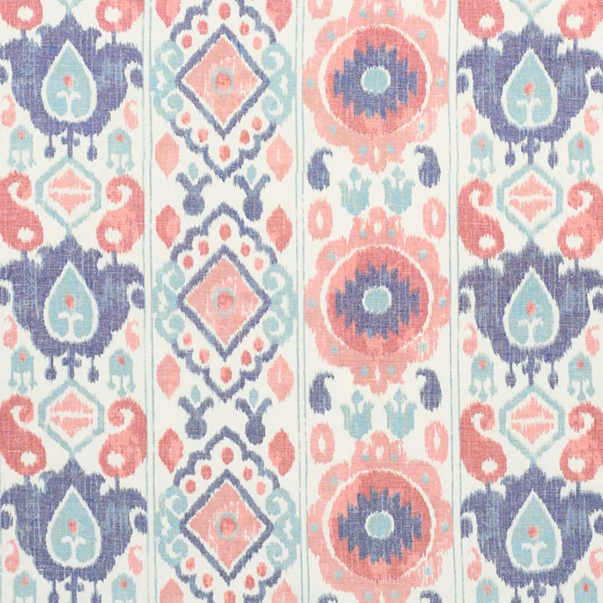 Schumacher 179052 Elizia Ikat Rose & Indigo fabric swatch