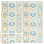 Schumacher 179050 Elizia Ikat Sky & Ochre fabric swatch