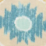 Schumacher 179050 Elizia Ikat Sky & Ochre fabric swatch