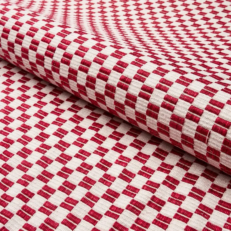 Schumacher 76743 Elkhart Crimson fabric swatch