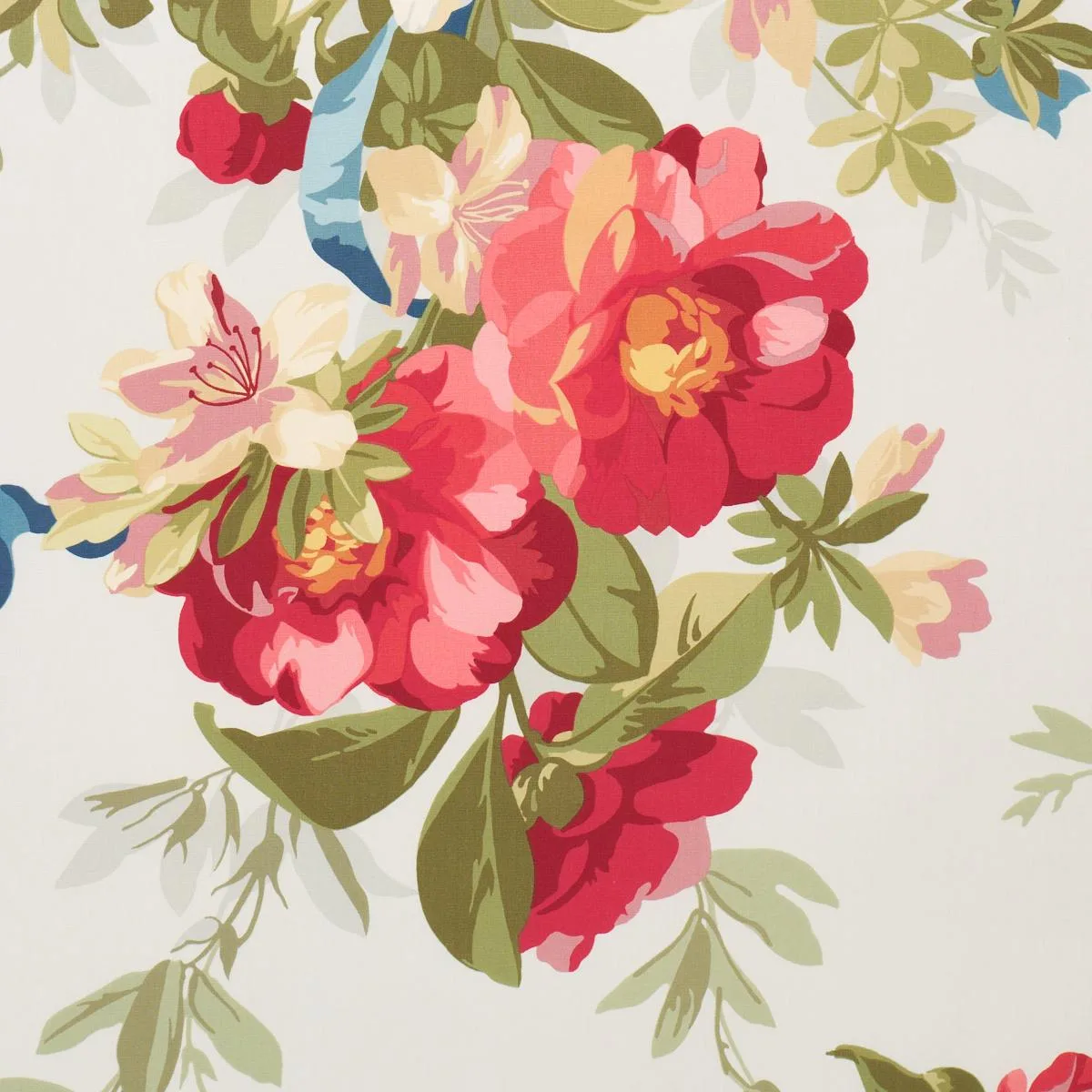 Schumacher 173811 Ellesmere Ribbon Floral Aqua fabric swatch