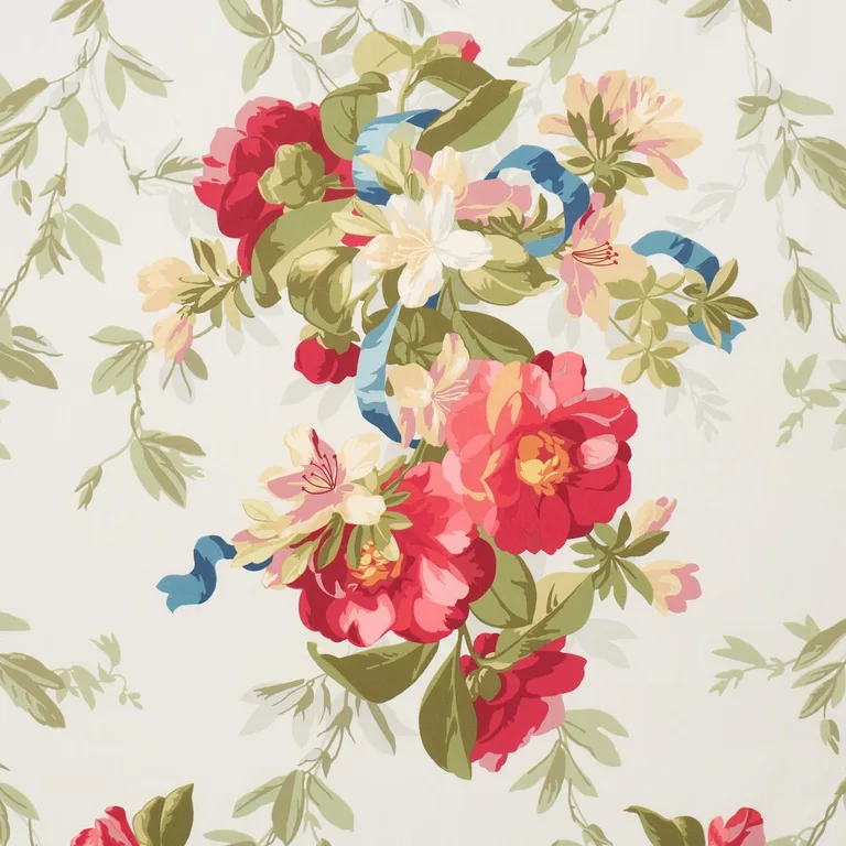 Schumacher 173811 Ellesmere Ribbon Floral Aqua fabric swatch