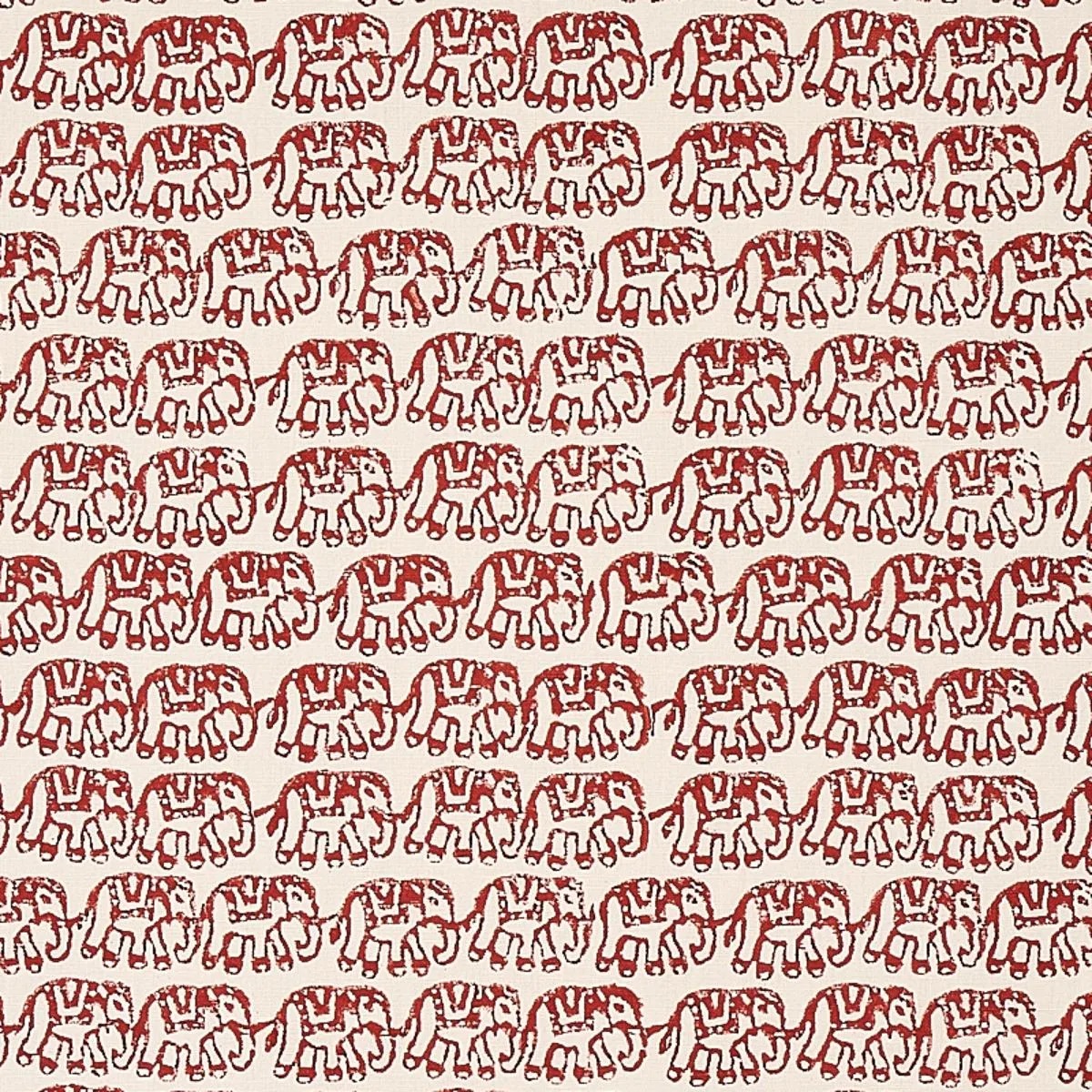 Schumacher 179751 Ellies Hand Block Print Rust fabric swatch