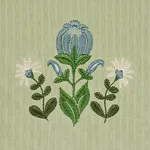 Schumacher 84371 Elmslie Embroidery Leaf fabric swatch