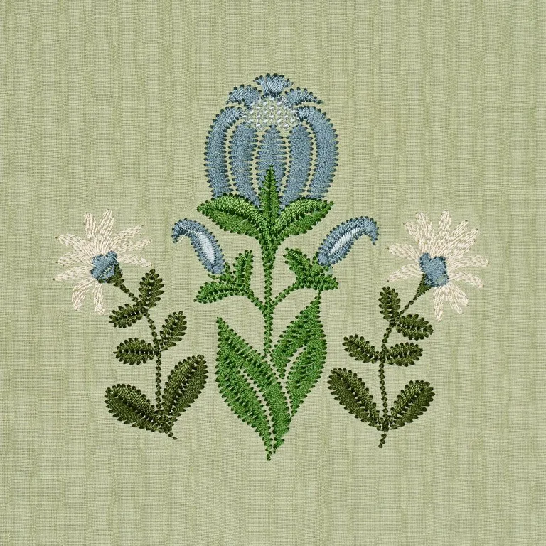 Schumacher 84371 Elmslie Embroidery Leaf fabric swatch
