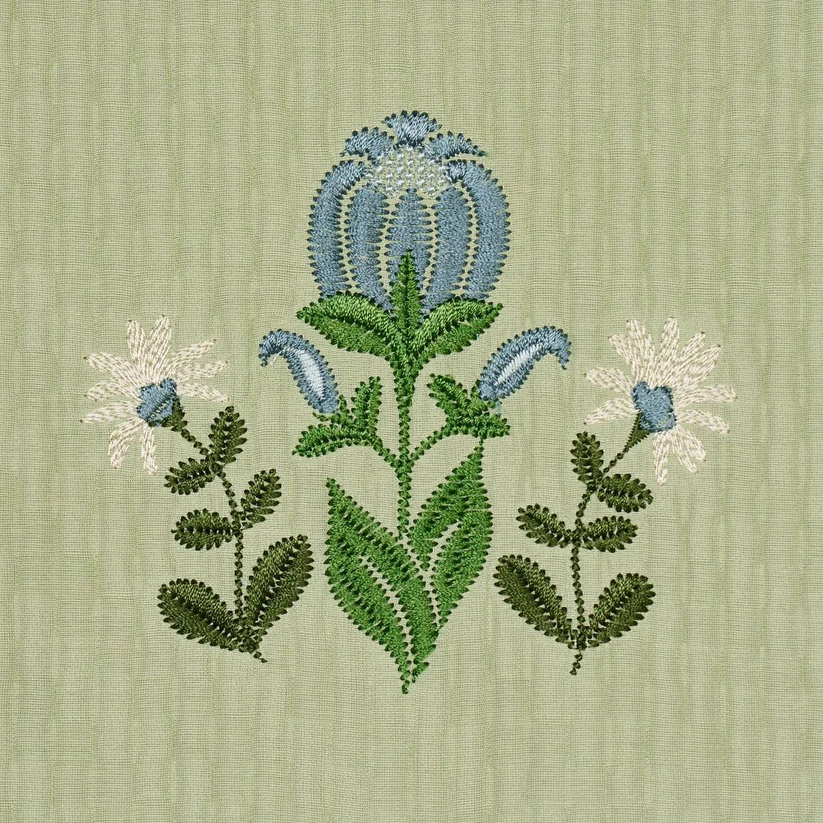 Schumacher 84371 Elmslie Embroidery Leaf fabric swatch