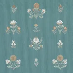 Schumacher 84370 Elmslie Embroidery Teal fabric swatch
