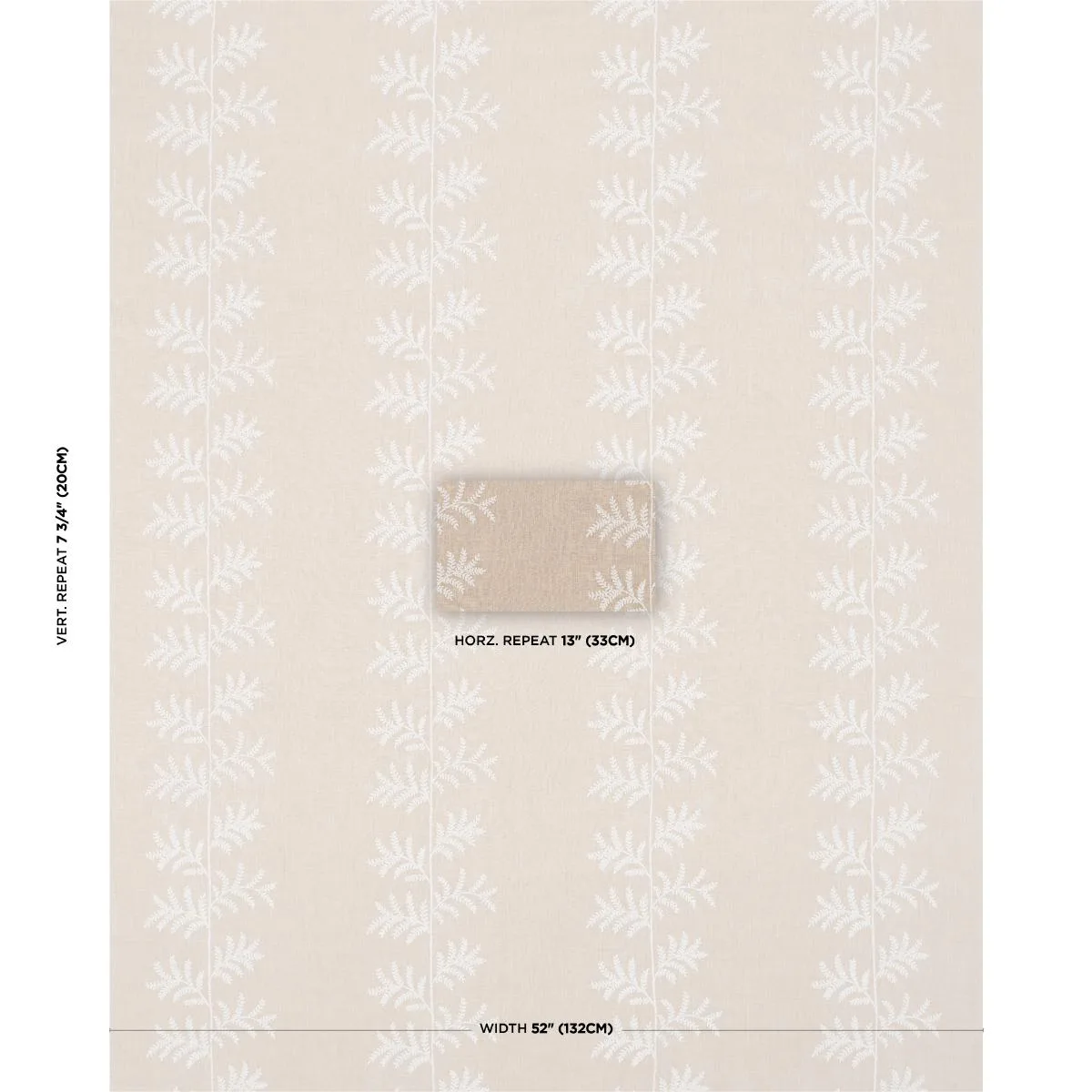Schumacher 85631 Eloise Embroidery Natural fabric swatch