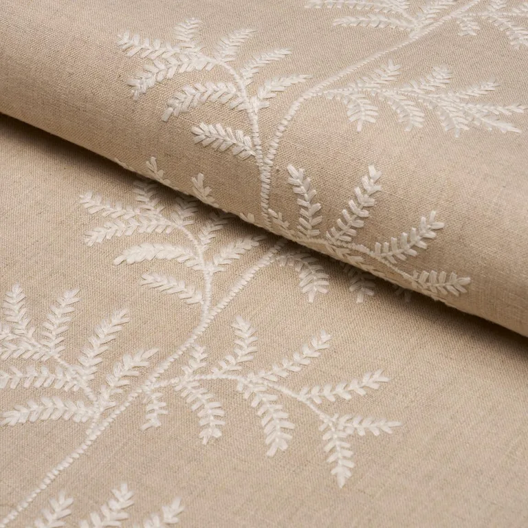 Schumacher 85631 Eloise Embroidery Natural fabric swatch