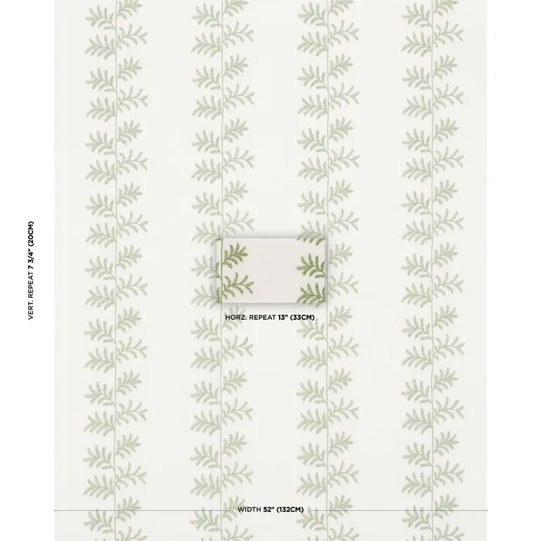 Schumacher 85630 Eloise Embroidery Sage fabric swatch