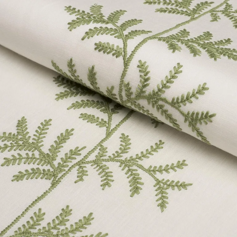 Schumacher 85630 Eloise Embroidery Sage fabric swatch