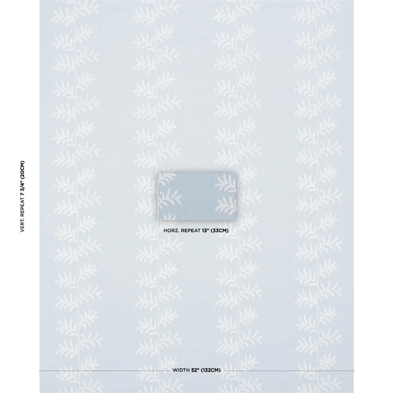 Schumacher 85632 Eloise Embroidery Sky fabric swatch