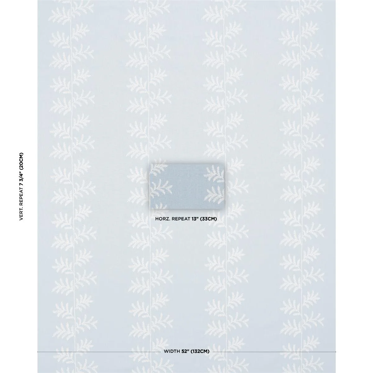 Schumacher 85632 Eloise Embroidery Sky fabric swatch