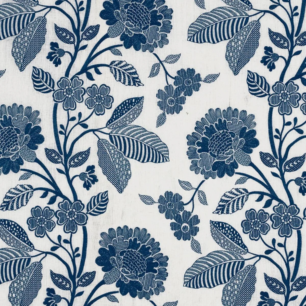 Schumacher 69162 Elspeth Indigo fabric swatch