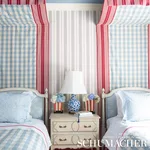 Schumacher 63066 Elton Cotton Check Sky fabric swatch