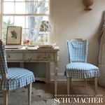 Schumacher 63066 Elton Cotton Check Sky fabric swatch