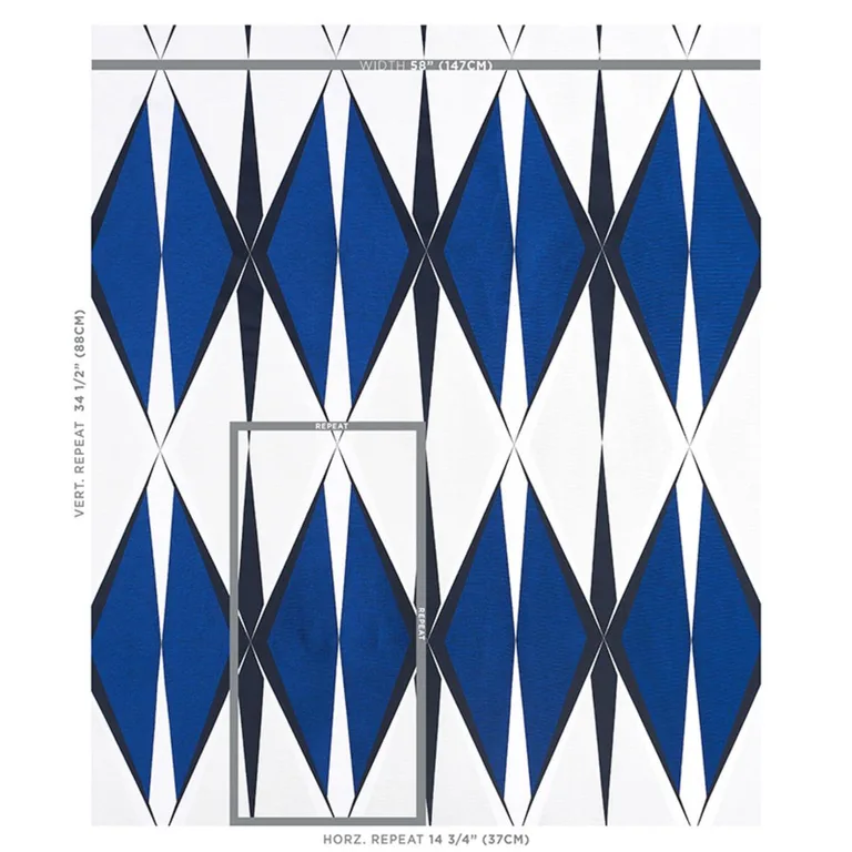 Schumacher 78241 Elvetico Cobalt fabric swatch