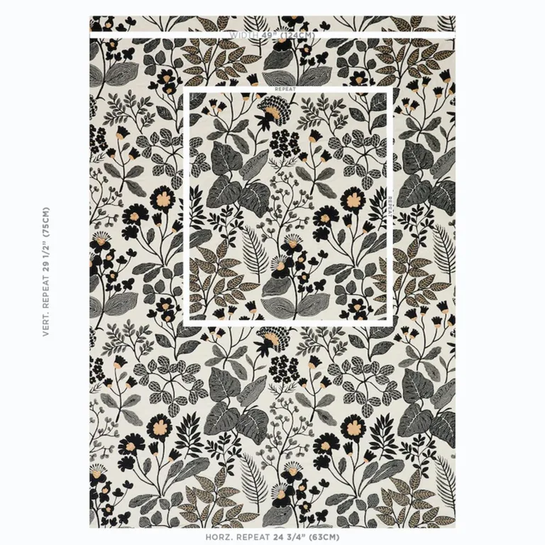 Schumacher 78312 Emaline Embroidery Black fabric swatch