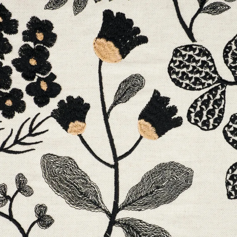 Schumacher 78312 Emaline Embroidery Black fabric swatch