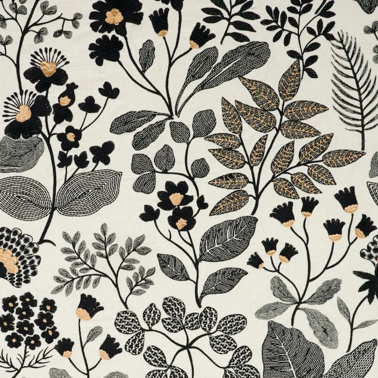 Schumacher 78312 Emaline Embroidery Black fabric swatch