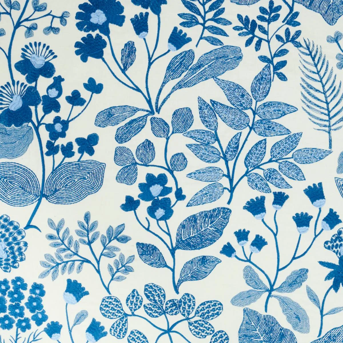 Schumacher 78311 Emaline Embroidery Blue fabric swatch