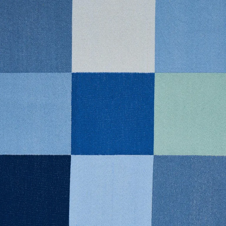 Schumacher 81831 Embroidered Tile Blue fabric swatch