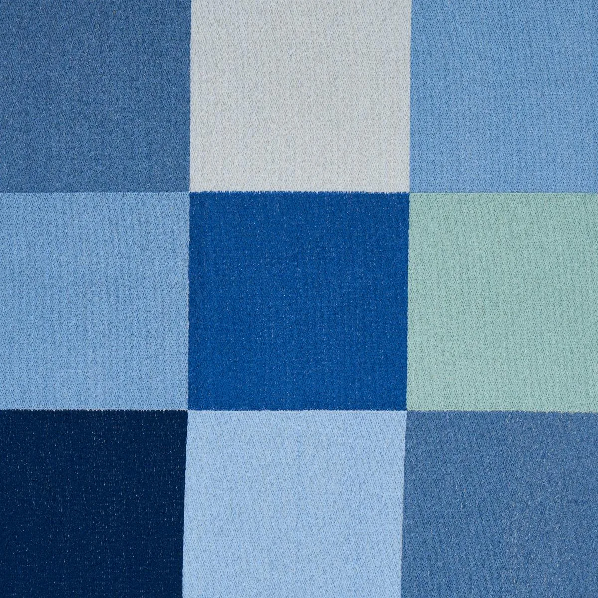 Schumacher 81831 Embroidered Tile Blue fabric swatch
