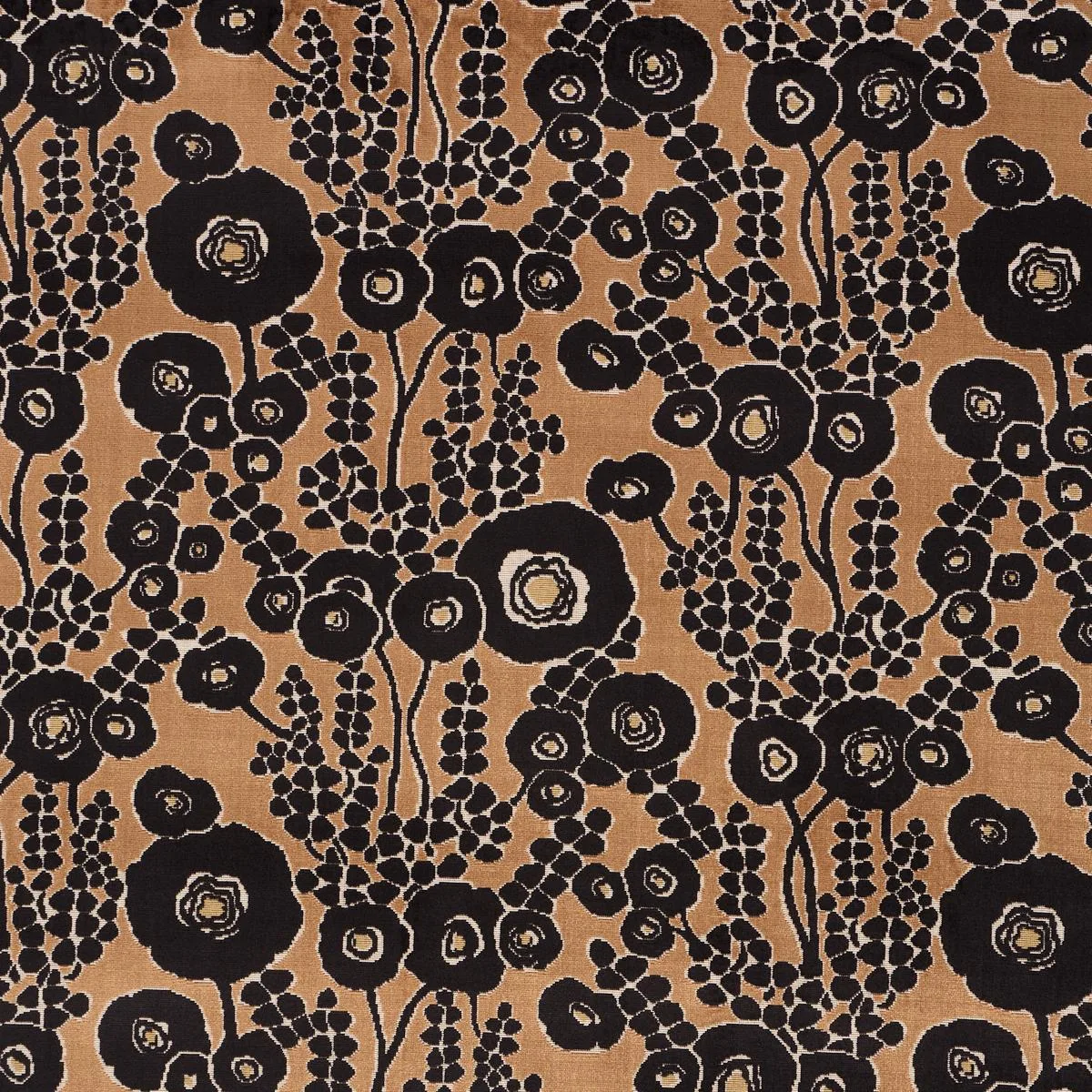 Schumacher 84790 Emelie Velvet Bronze & Noir fabric swatch