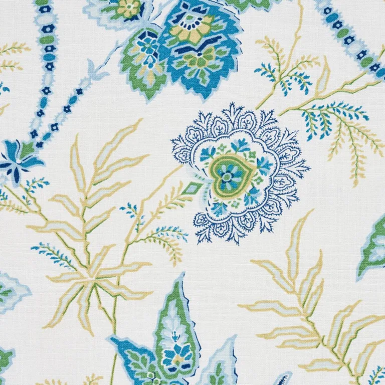 Schumacher 177681 Emperor's Vine Peacock fabric swatch