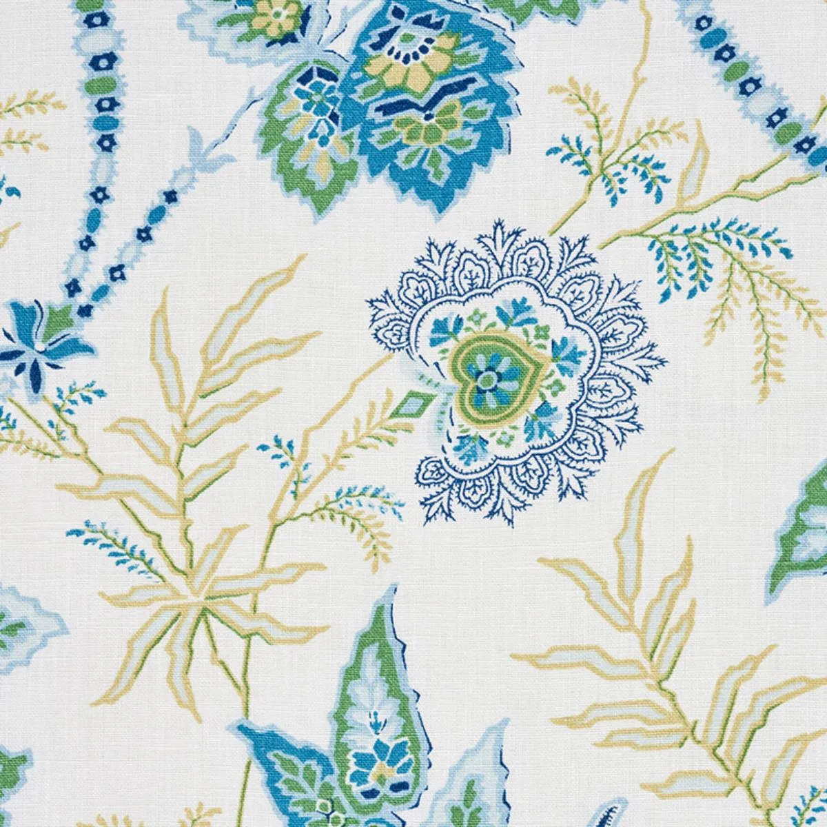 Schumacher 177681 Emperor's Vine Peacock fabric swatch